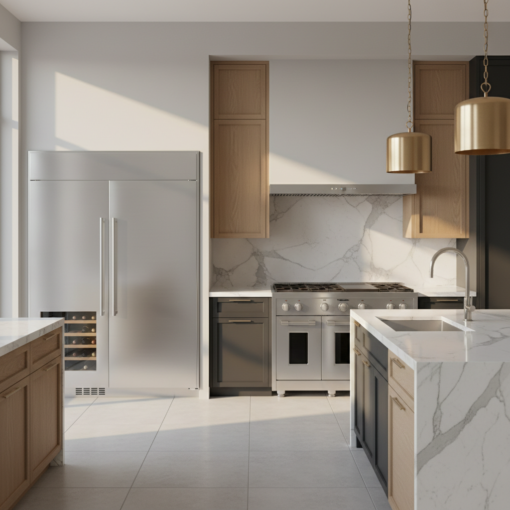 Luxury modern kitchen with Viking style appliances